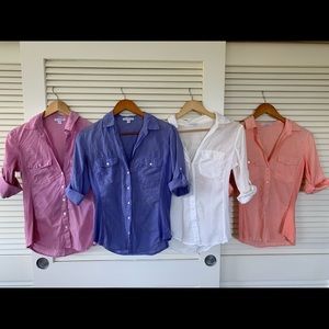 SET OF 4, James Perse Sheer Slub Side Panel Shirt